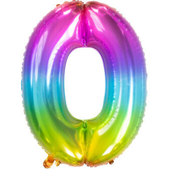 XL Folie cijfers regenboog kleurtjes gevuld met helium