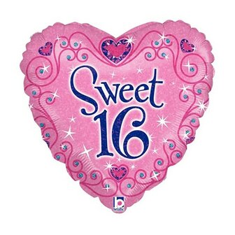 Sweet 16 folie ballon helium gevuld