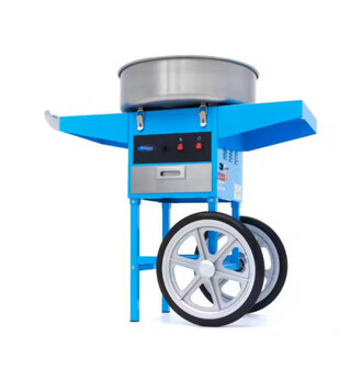 Blauwe suikerspinmachine op kar