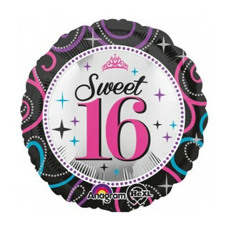 Sweet 16 folie ballon helium gevuld