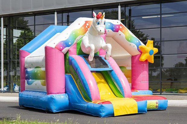 Springkussen Combo Unicorn met glijbaan