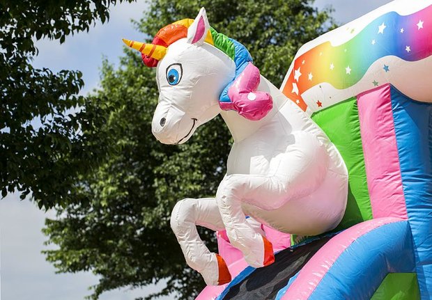 Springkussen Combo Unicorn met glijbaan